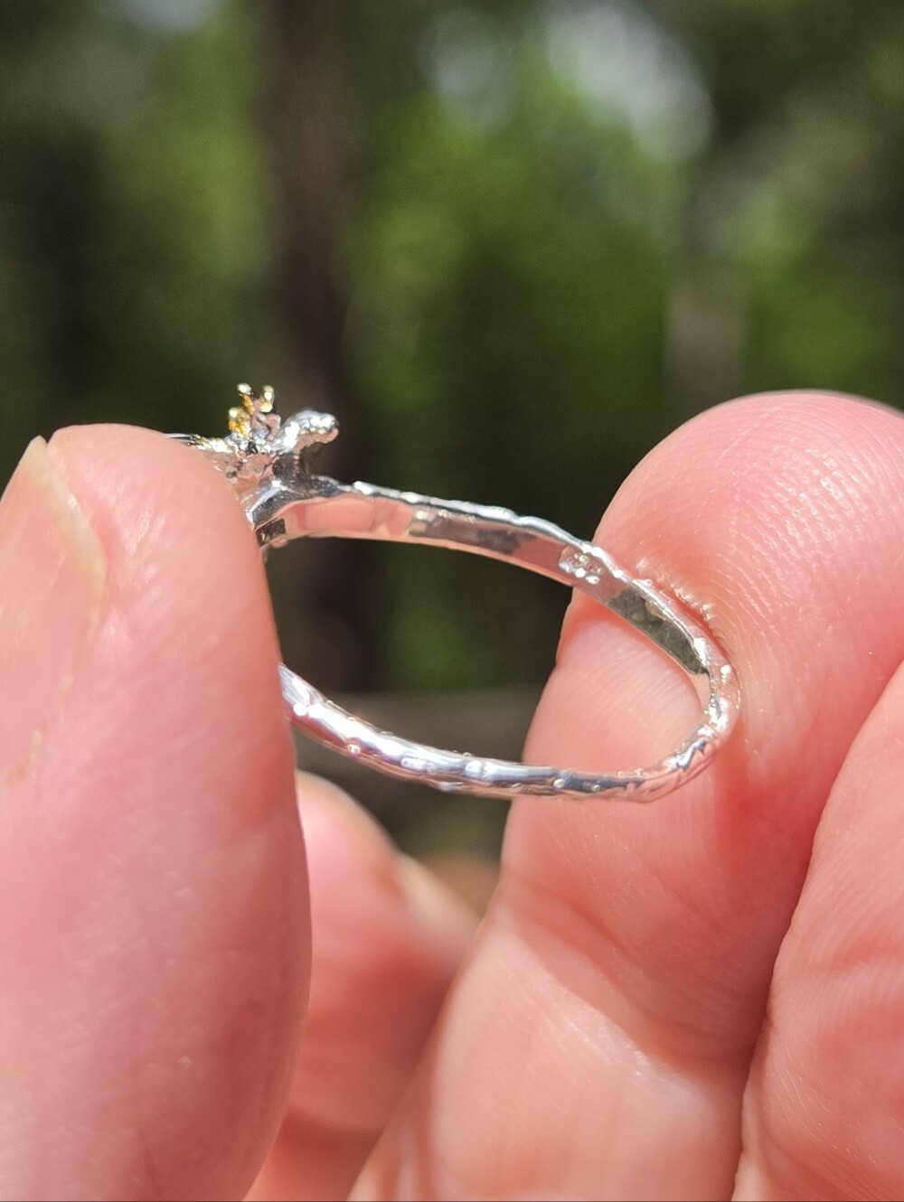 Citrine Natural Marquis Cut Sterling & Gold Bee Ring Sz6 - Picture 9 of 9